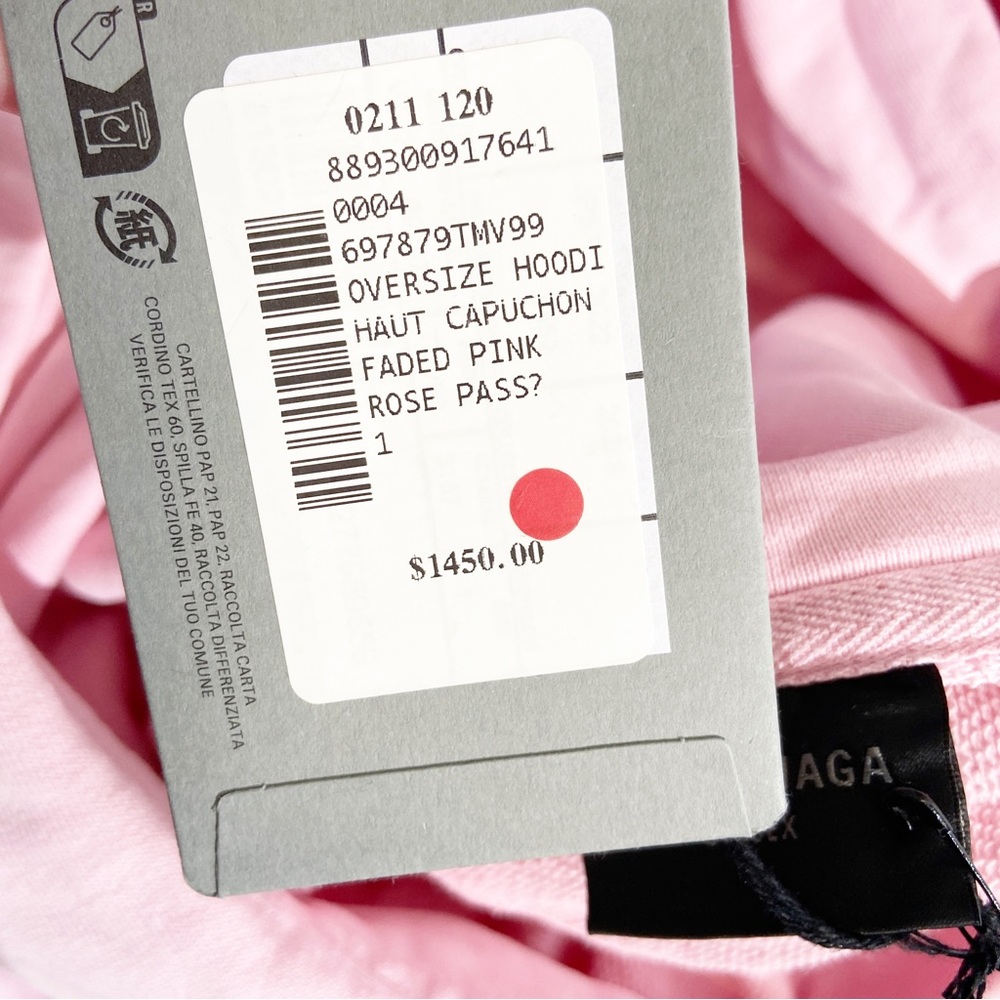 NWT Balenciaga logo-print cotton hoodie light pink - Picture 9 of 11